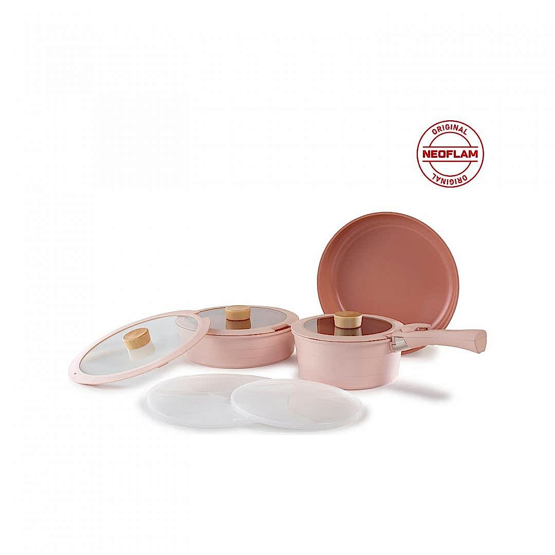 Neoflam Midas Pembe 9 Parça Ayrılabilen Saplı İç İçe Geçebilen Tencere Tava Seti Neoflam Midas Pembe 9 Parça Ayrılabilen Saplı İç İçe Geçebilen Tencere Tava Seti