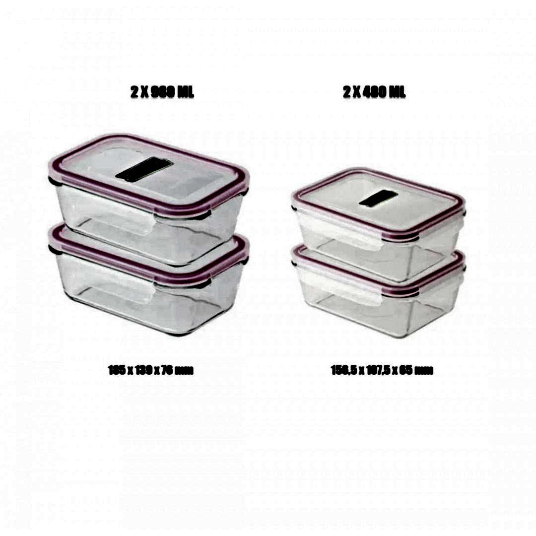 Glasslock Dikdörtgen Cam Saklama Seti 4lü 