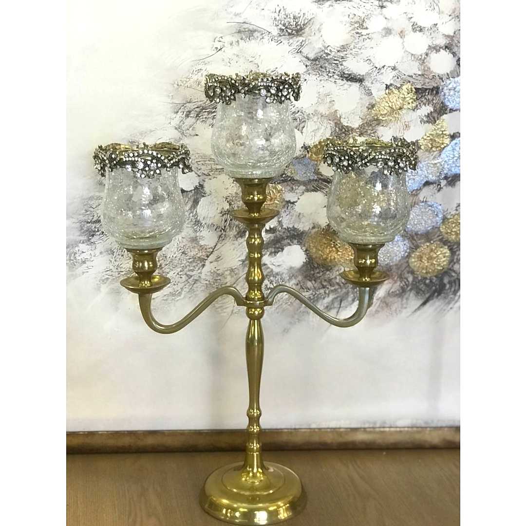 Biev Gold Dövme Metal Taş İşlemeli 3lü Mumluk Biev Gold Dövme Metal Taş İşlemeli 3lü Mumluk