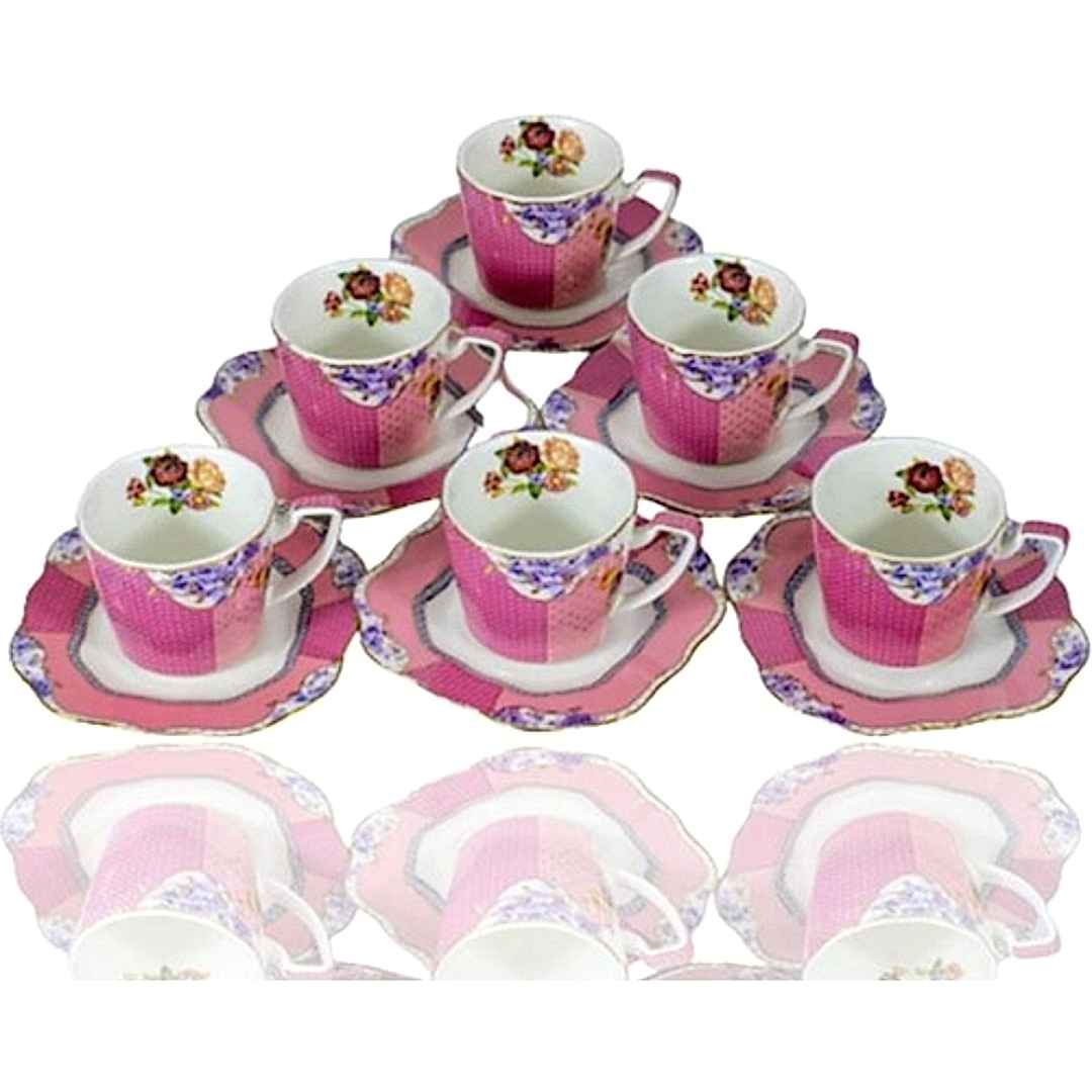 Lamedore Eliz Pembe 125cc 6 Lı Porselen Kahve Fincan Takımı 