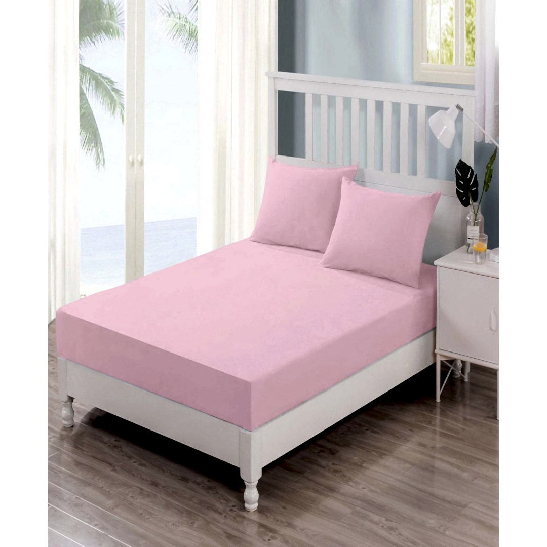 SAREV FİTTED LASTİKLİ ÇARŞAF ÇİFT KİŞİLİK 200X200 CM PUDRA PEMBE V56